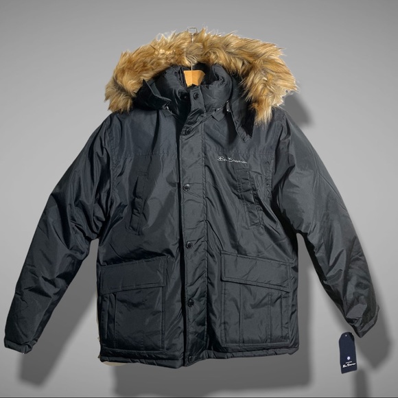 Ben Sherman Other - BEN SHERMAN BOYS BLACK HOODED PARKA WITH FAUX FUR TRIM